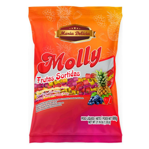 Funda x12 Caramelos Masticables Molly Frutas Surtidas 4g Bolsa 90g