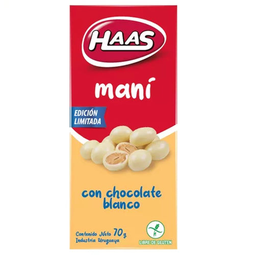 Maní con Chocolate Blanco Haas 70g