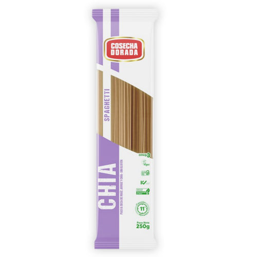 Funda x12 Fideo Spaghetti de Chía Cosecha Dorada Sin Gluten 250g