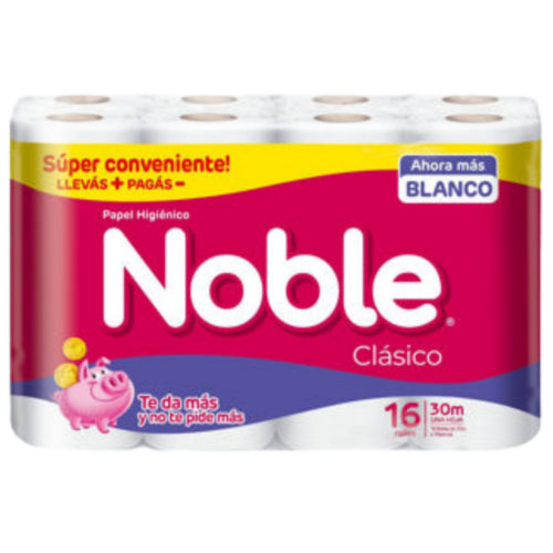 Papel Higiénico Noble Hoja Simple 30mts x16 Rollos