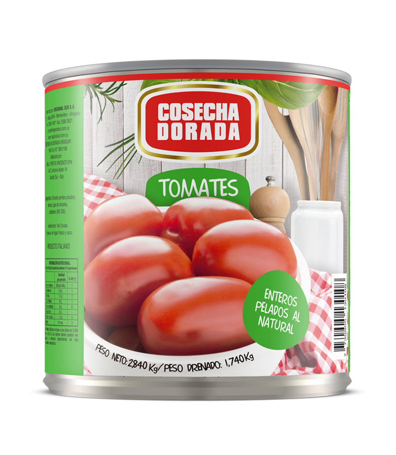 Tomates Pelados Enteros Cosecha Dorada Lata 2.5kg Caja x6 unidades