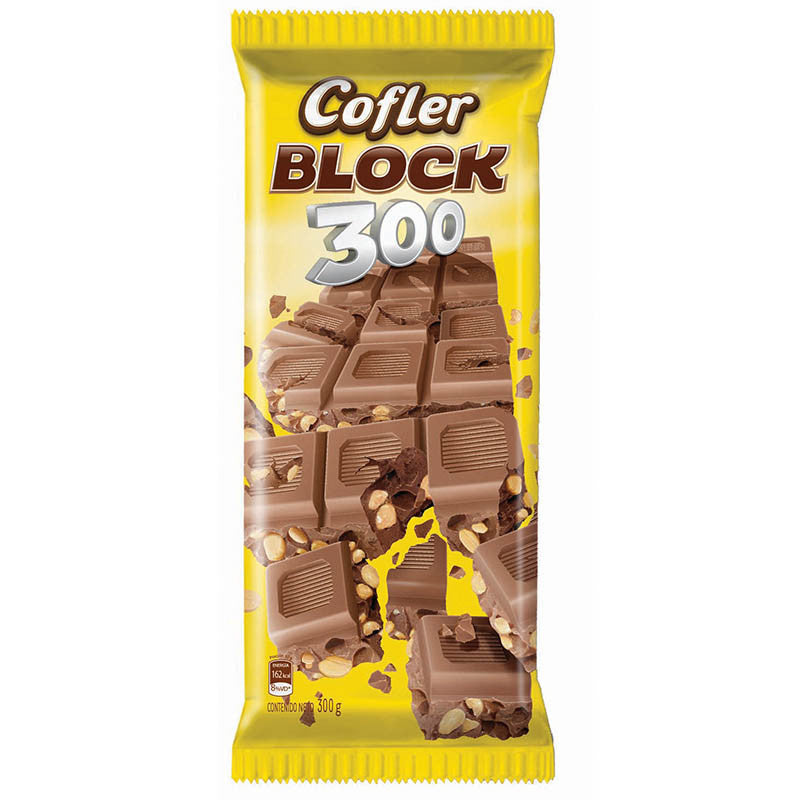 Tableta Chocolate con Leche y Mani Cofler Block 300gr