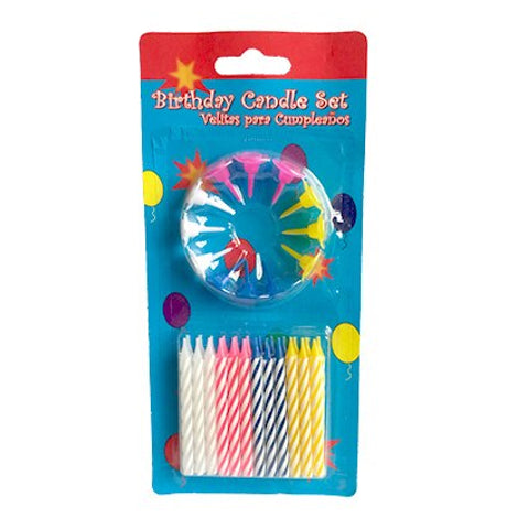 Set 24 Vela de Cumpleaños + 12 Bases