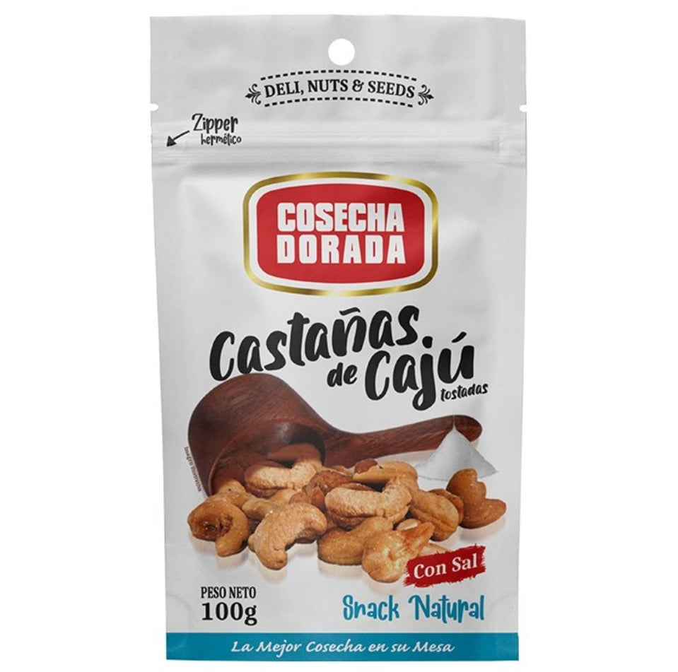 Funda x12 Castañas de Caju Tostadas con Sal Cosecha Dorada Doypack 100g