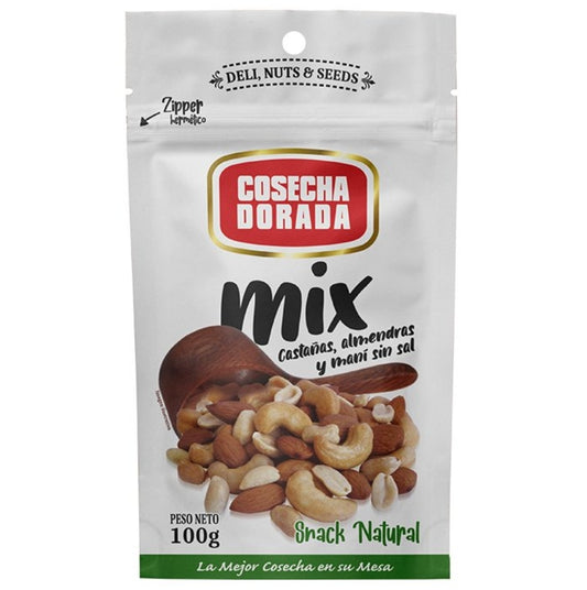 Funda x12 Mix Castañas, Almendras y Maní Cosecha Dorada Doypack 100g