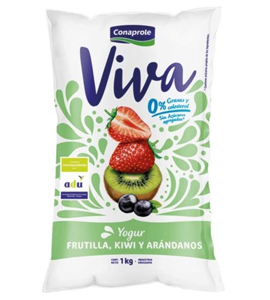 Yogur Conaprole Viva Descremado 0% Arandano, Frutilla y Kiwi 1lt