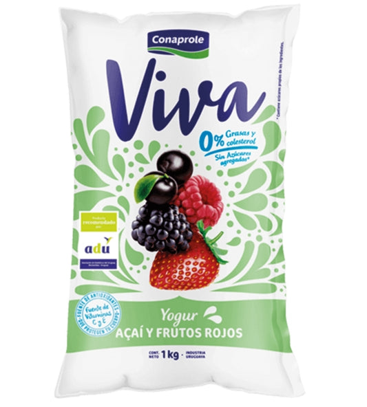 Yogur Conaprole Viva Descremado 0% Acai y Frutos Rojos 1lt