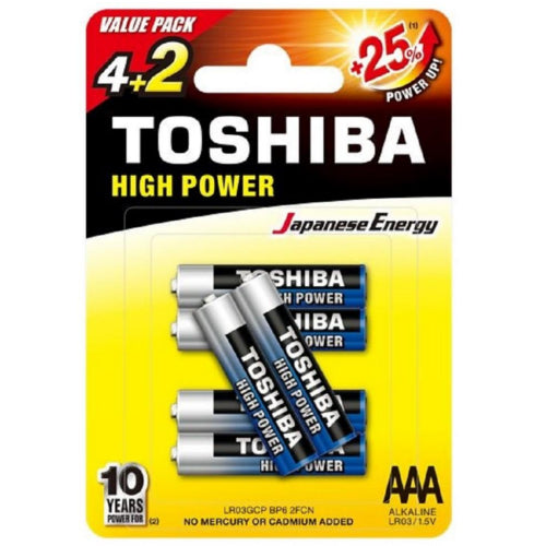Pila Alcalina AAA Toshiba 4+2 unidades