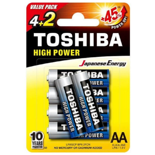 Pila Alcalina AA Toshiba 4+2 unidades