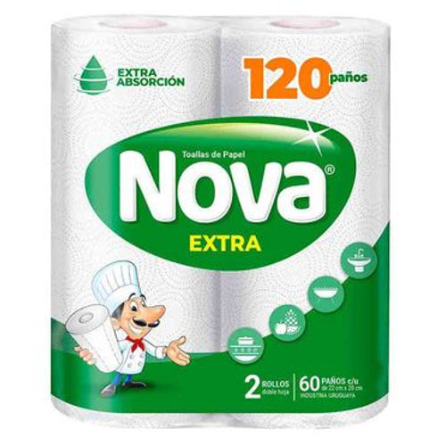 Toalla de Cocina Nova Extra Maxirollo 120 Paños x2 Rollos