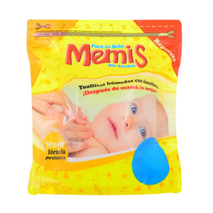 Toallas Húmedas para Bebe Memis con Lanolina 100 unidades