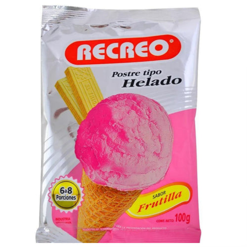 Polvo para Helado Recreo Frutilla 100g