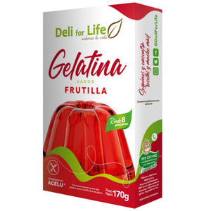 Gelatina de Frutilla Deli For Life en Caja 170g Libre de Gluten