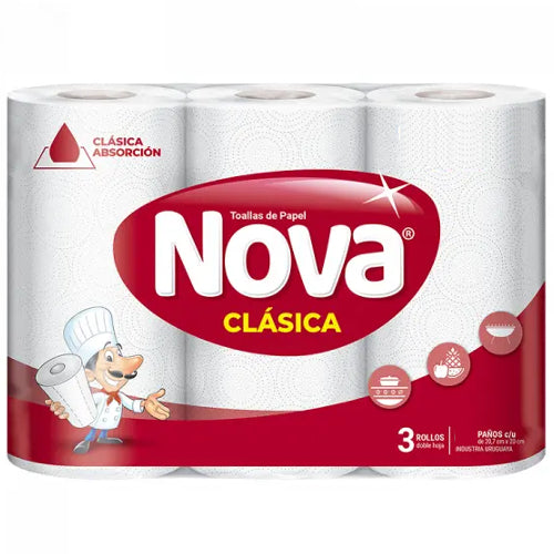 Toalla de Cocina Nova Clásica 150 Paños x3 Rollo