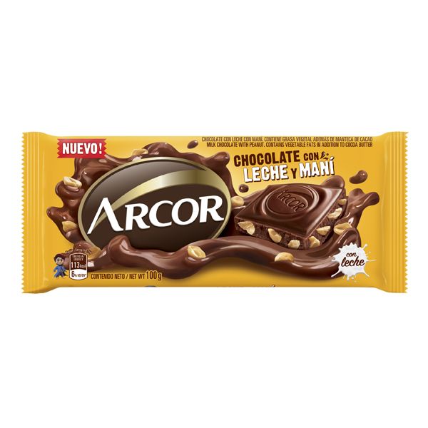 Tableta Chocolate con Leche y Mani Arcor 100gr