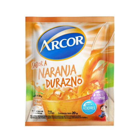 Jugo en Polvo Arcor Naranja y Durazno 18gr x18 unidades