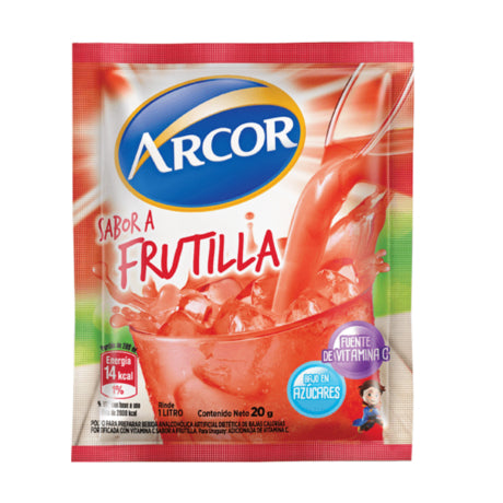 Jugo en Polvo Arcor Sabor Frutilla Sobre 18g x18 unidades