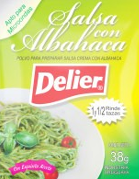 Salsa Blanca Albahaca 4 Porciones Delier 38gr x12 Unidades