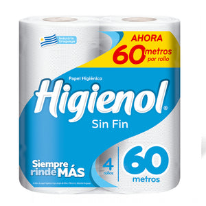 Papel Higiénico Higienol Sin Fin 60mts 4 Rollos