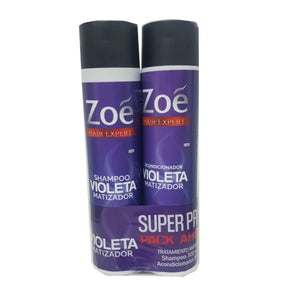 Pack Zoé Shampoo + Acondicionador Matizador Violeta Sin Sal c/u 300ml