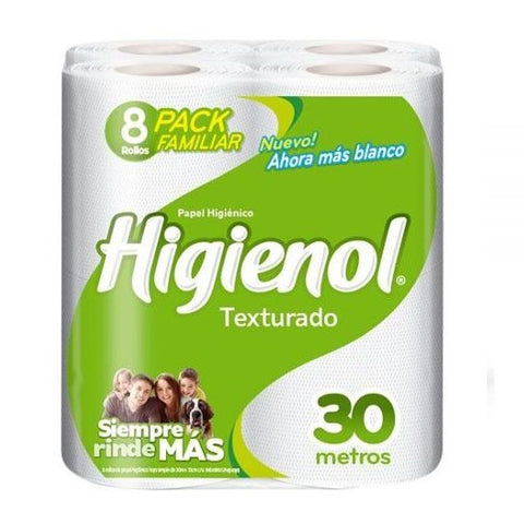 Papel Higiénico Higienol Texturado 30mts Pack Familiar x8