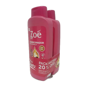 Pack Zoé by Glantz Shampoo + Acondicionador con Aceite de Argán Sin Sal c/u 750ml
