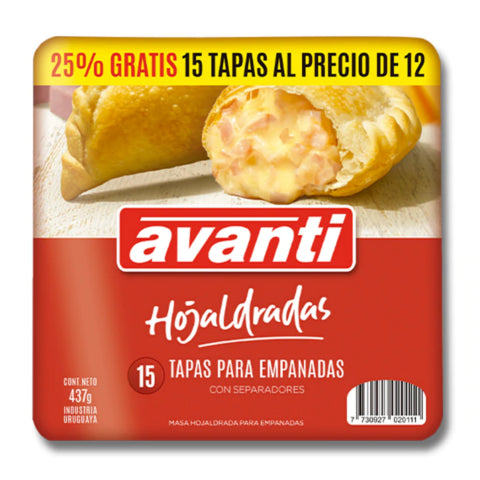 Tapas Para Empanadas Hojaldre Avanti x15 unidades 437g