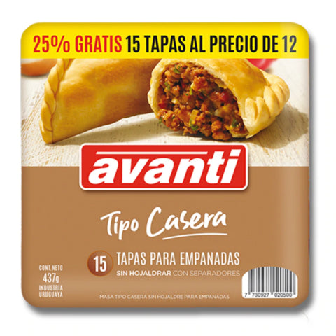 Tapas Para Empanadas Casera Avanti x15 unidades 437g