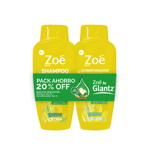 Pack Zoé by Glantz Shampoo + Acondicionador con Aceite de Palta Sin Sal c/u 750ml