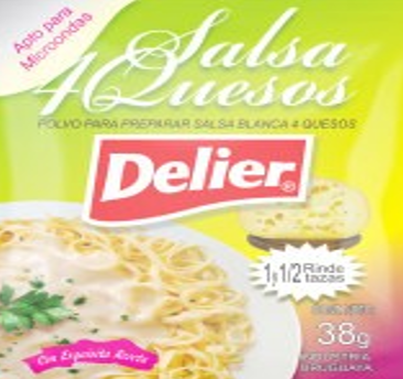 Salsa Blanca de Queso 4 Porciones Delier 38gr x12 Unidades